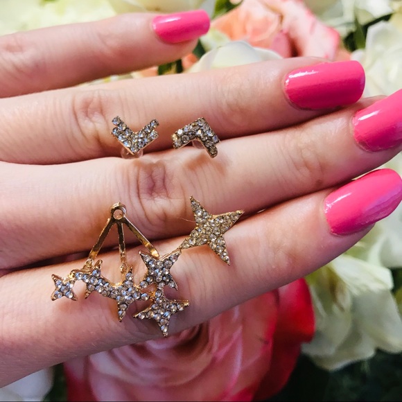 Rhinestone 4-Piece Star Earring Jacket Set - Picture 4 of 4